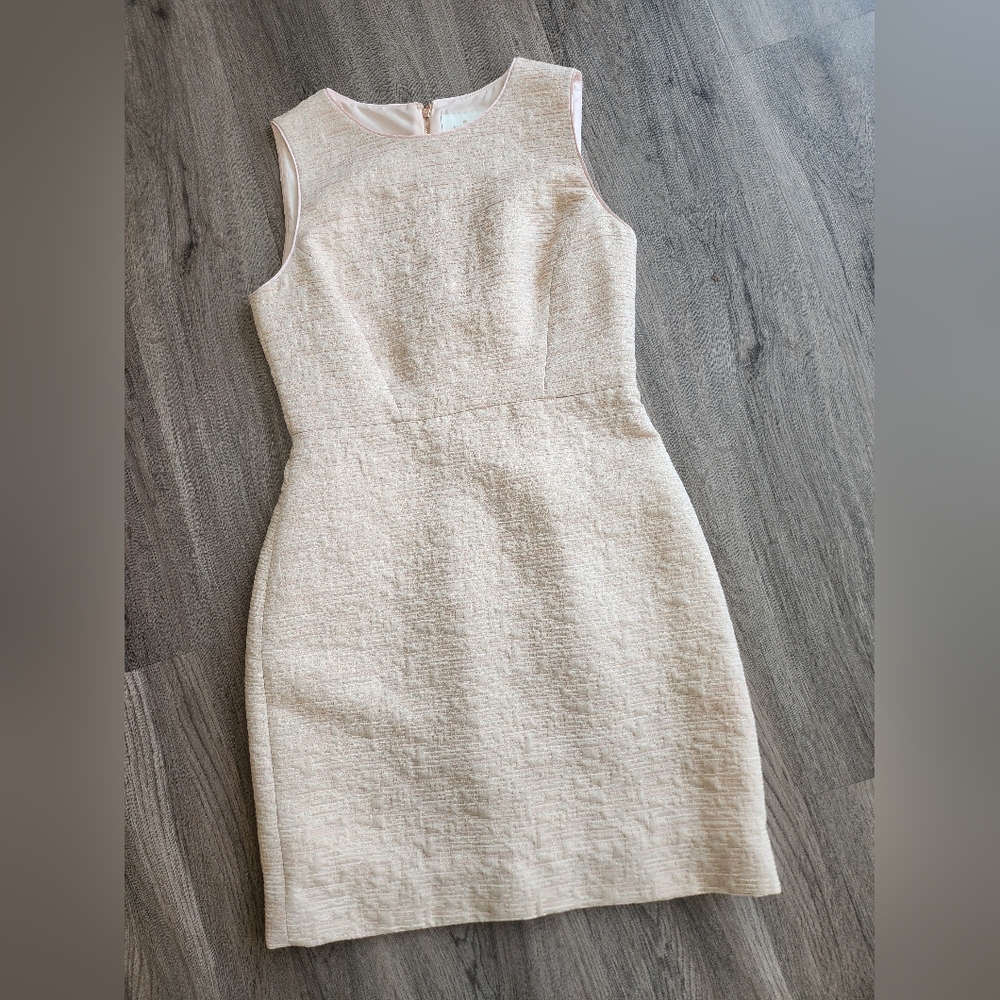 kate spade Light Pink Textured Rose Gold Accent Sleeveless Sheath Dress